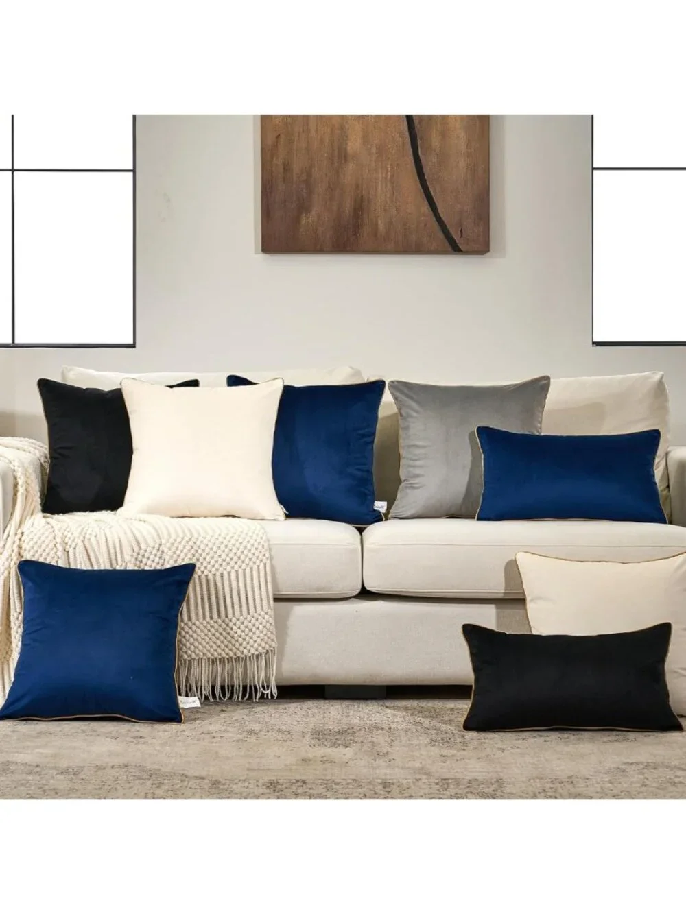 Set of 2 Soft Velvet Square Pillow Covers | Modern Decorative Cushion Cases